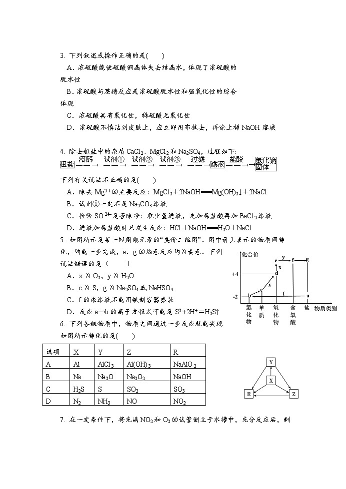 2022乌鲁木齐一中--高一下学期期中考试化学试题02