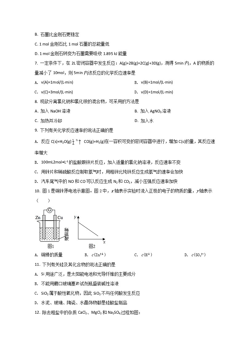 2022乌鲁木齐四中高一下学期期中化学试题含答案02