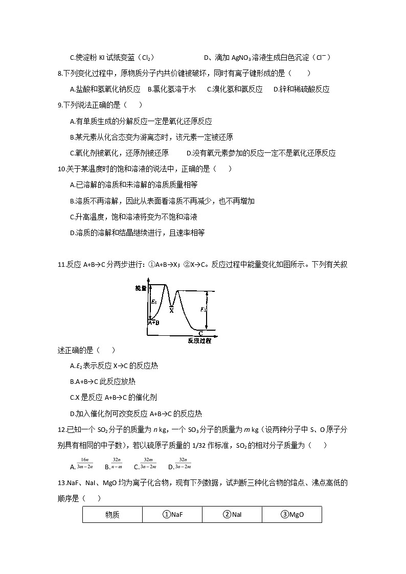 金山中学2014-2015学年高一上学期期末考试化学试题02