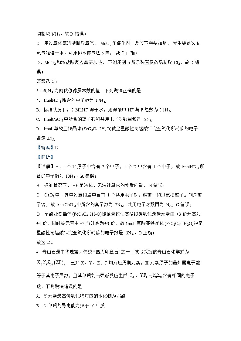 必刷卷01-2022年高考化学考前信息必刷卷（全国甲卷）第3页