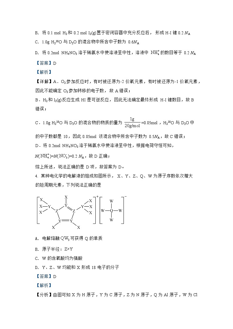 必刷卷04-2022年高考化学考前信息必刷卷（全国甲卷）03