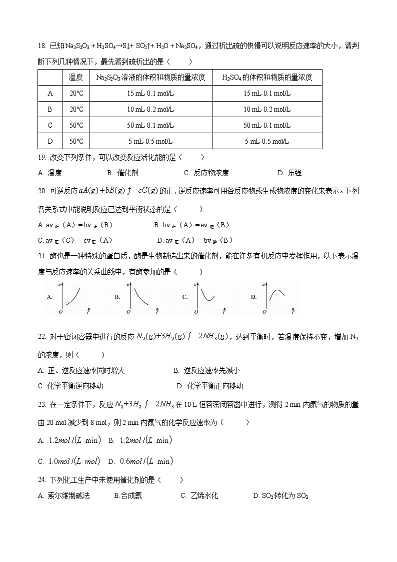 化学反应速率与化学平衡单元测评卷A第3页