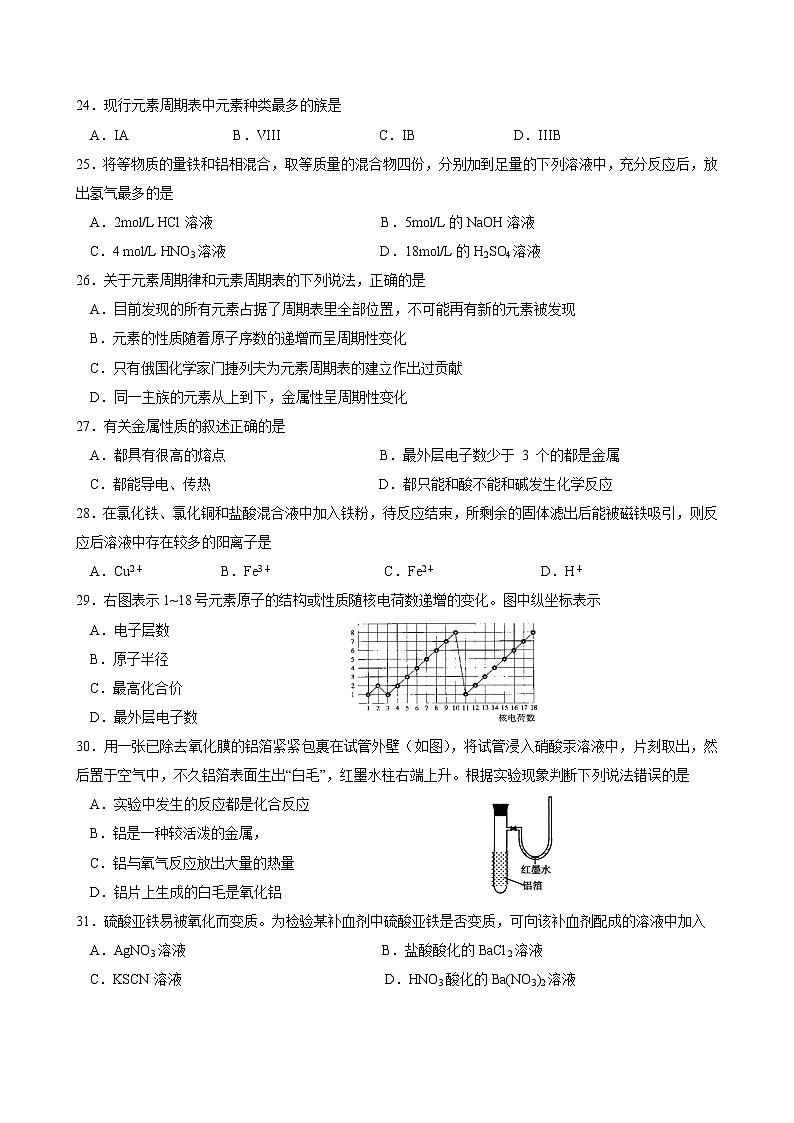2016-2017学年浦东四校高二上期中化学试卷第3页