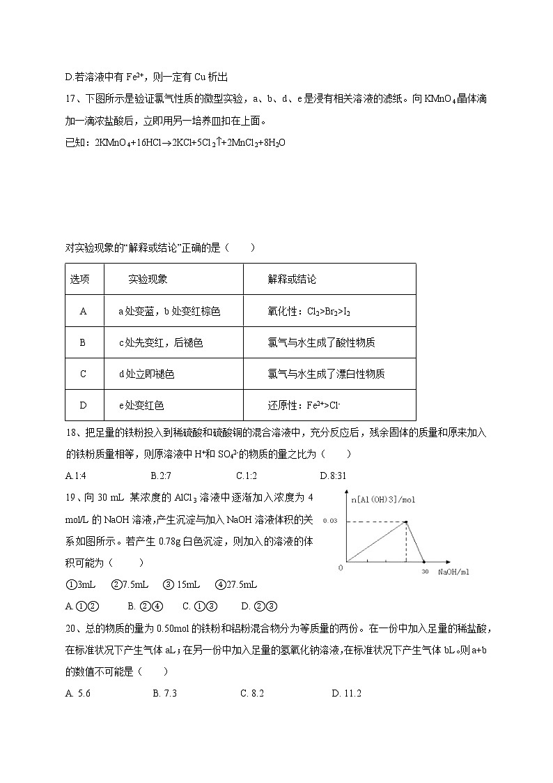 2015-2016学年位育中学高二上期中考化学试卷（A班）第3页