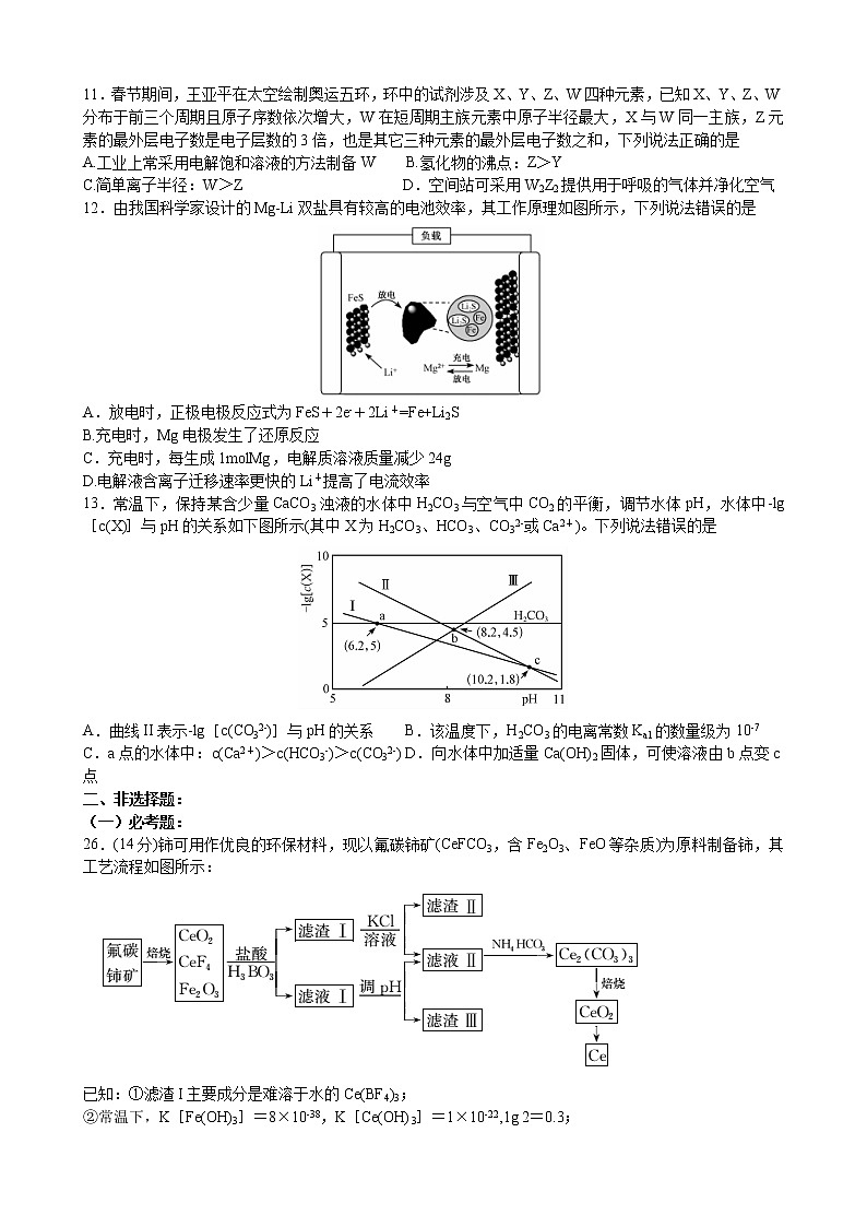 安徽省2022年高考考前适应性考试理综化学试题02