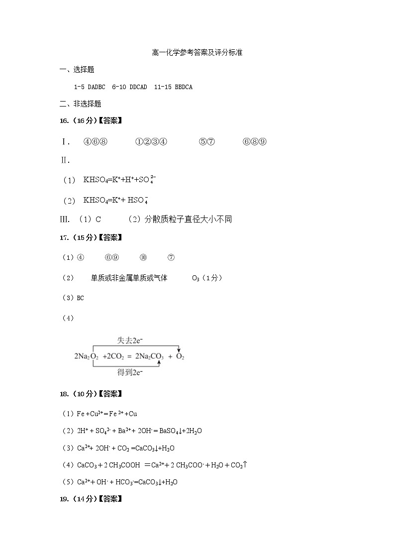 2022大连海华高级中学高一9月月考化学试题PDF版含答案01