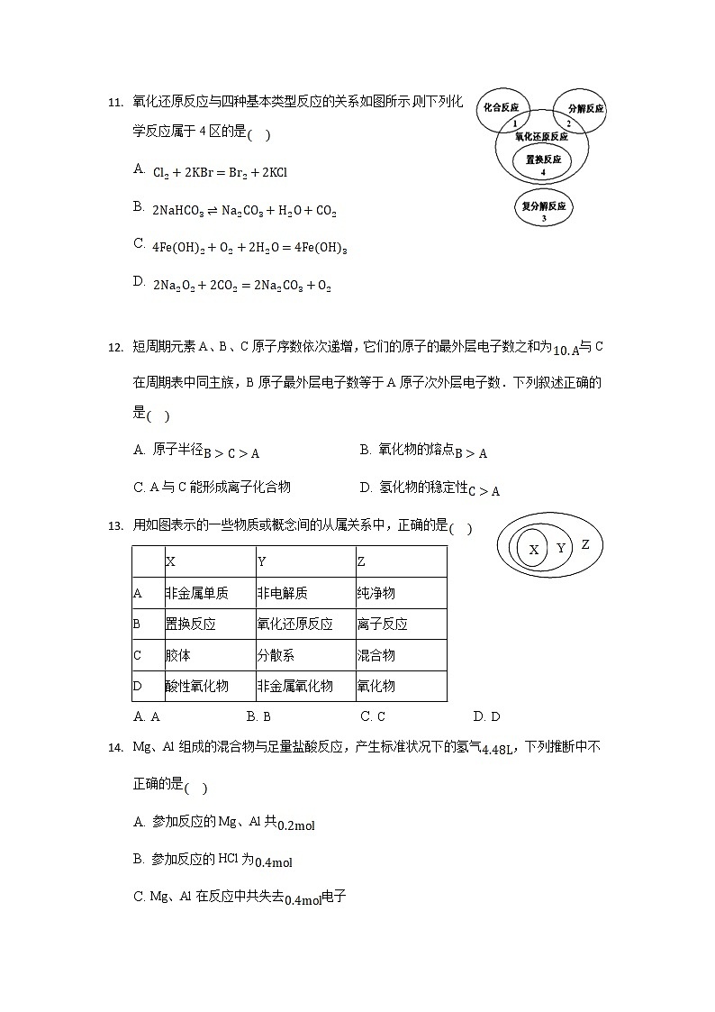 2022张家口宣化一中高一上学期期初考试化学试题含答案第3页