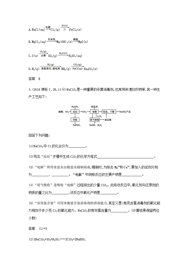 山东专用高考化学一轮复习专题五非金属及其化合物_模拟集训含解析第2页