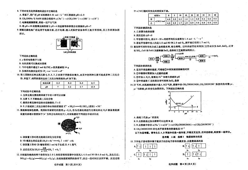 河南省顶尖名校联盟2021-2022学年高二下学期3月联考化学试题第2页