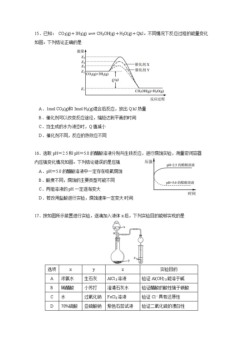 2021年上海市浦东新区高考二模化学试卷(含答案)03