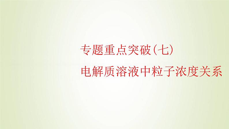 苏教版高中化学选择性必修1专题3水溶液中的离子反应第三单元专题重点突破七电解质溶液中粒子浓度关系课件第1页