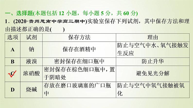 新人教版高考化学一轮复习第1章从实验学化学章末综合检测课件第2页