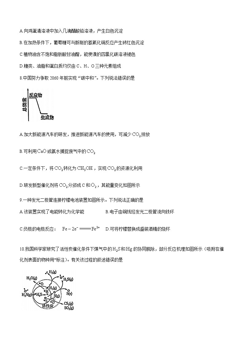 2021东莞高一下学期期末考试化学试题含答案03