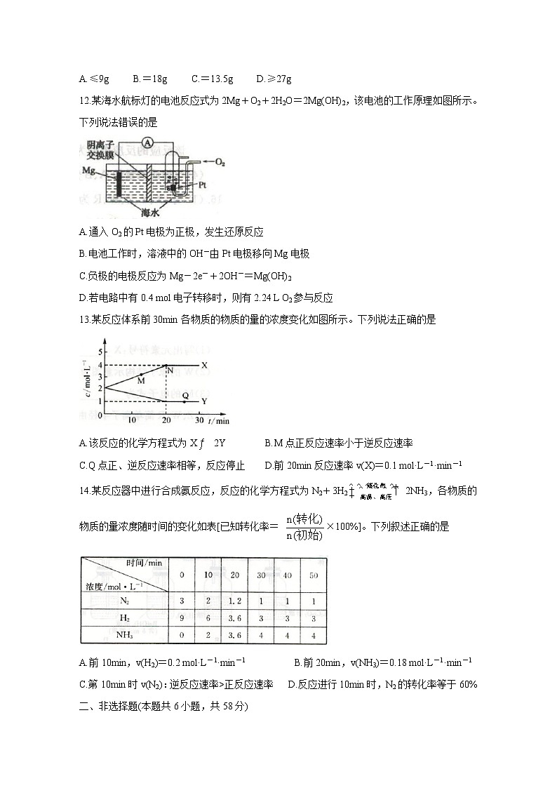 2021河南省九师联盟高一下学期6月联考化学含答案 试卷03