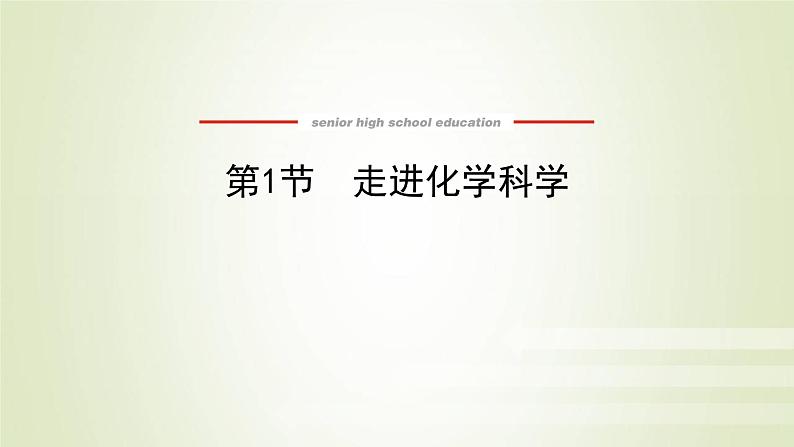 鲁科版高中化学必修第一册第1章认识化学科学1走进化学科学课件第1页