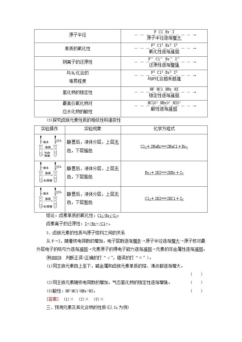 鲁科版高中化学必修第二册第1章原子结构元素周期律第3节基础课时6研究同主族元素的性质预测元素及其化合物的性质学案03