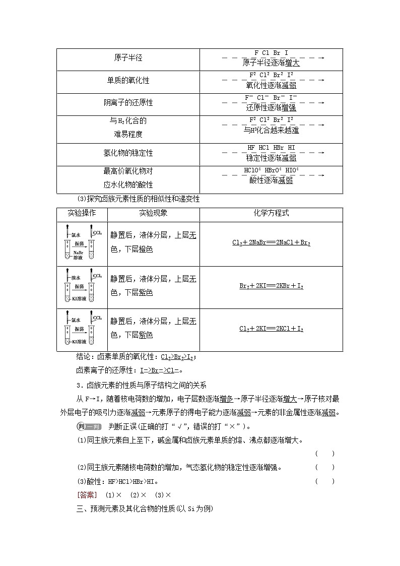 鲁科版高中化学必修第二册第1章原子结构元素周期律第3节基础课时6研究同主族元素的性质预测元素及其化合物的性质学案第3页