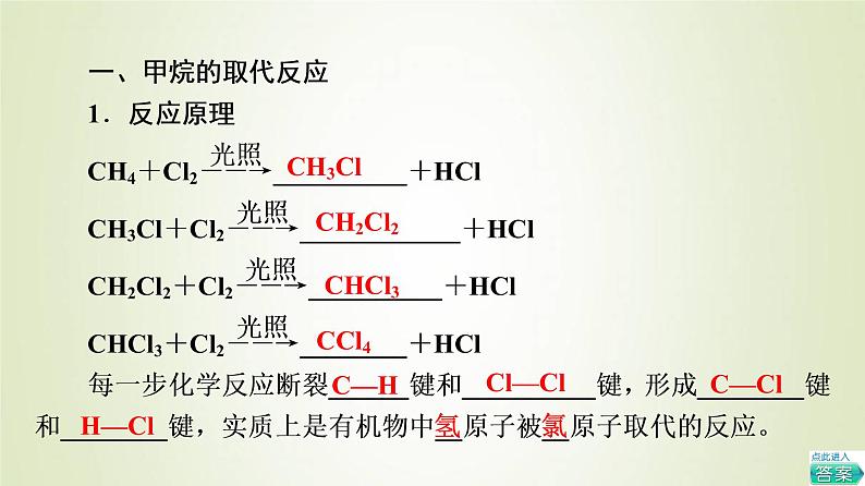 鲁科版高中化学必修第二册第3章简单的有机化合物第1节基础课时13烷烃的取代反应官能团和同分异构现象课件05