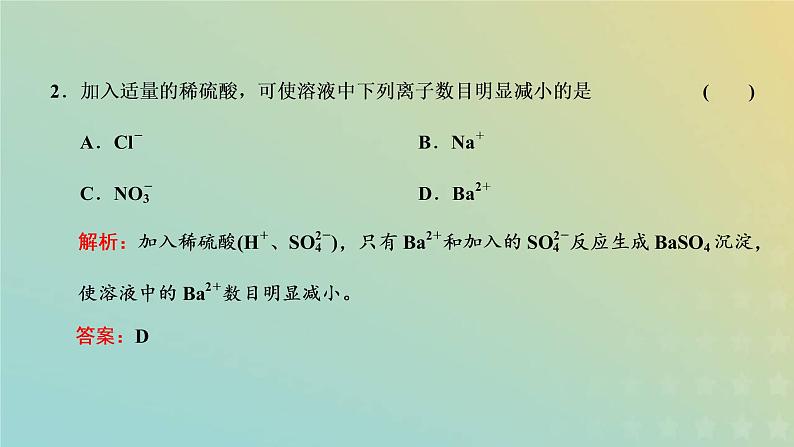 新人教版高中化学必修第一册第一章物质及其变化第二节第二课时离子反应课件08