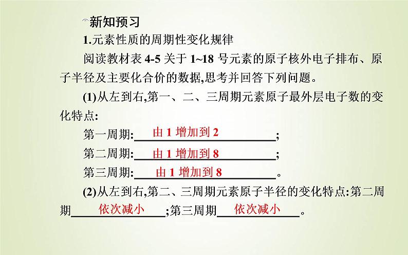 新人教版高中化学必修第一册第四章物质结构元素周期律第二节课时1元素性质的周期性变化规律课件第4页