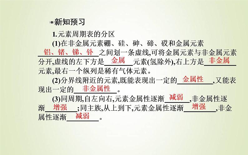 新人教版高中化学必修第一册第四章物质结构元素周期律第二节课时2元素周期表和元素周期律的应用课件05