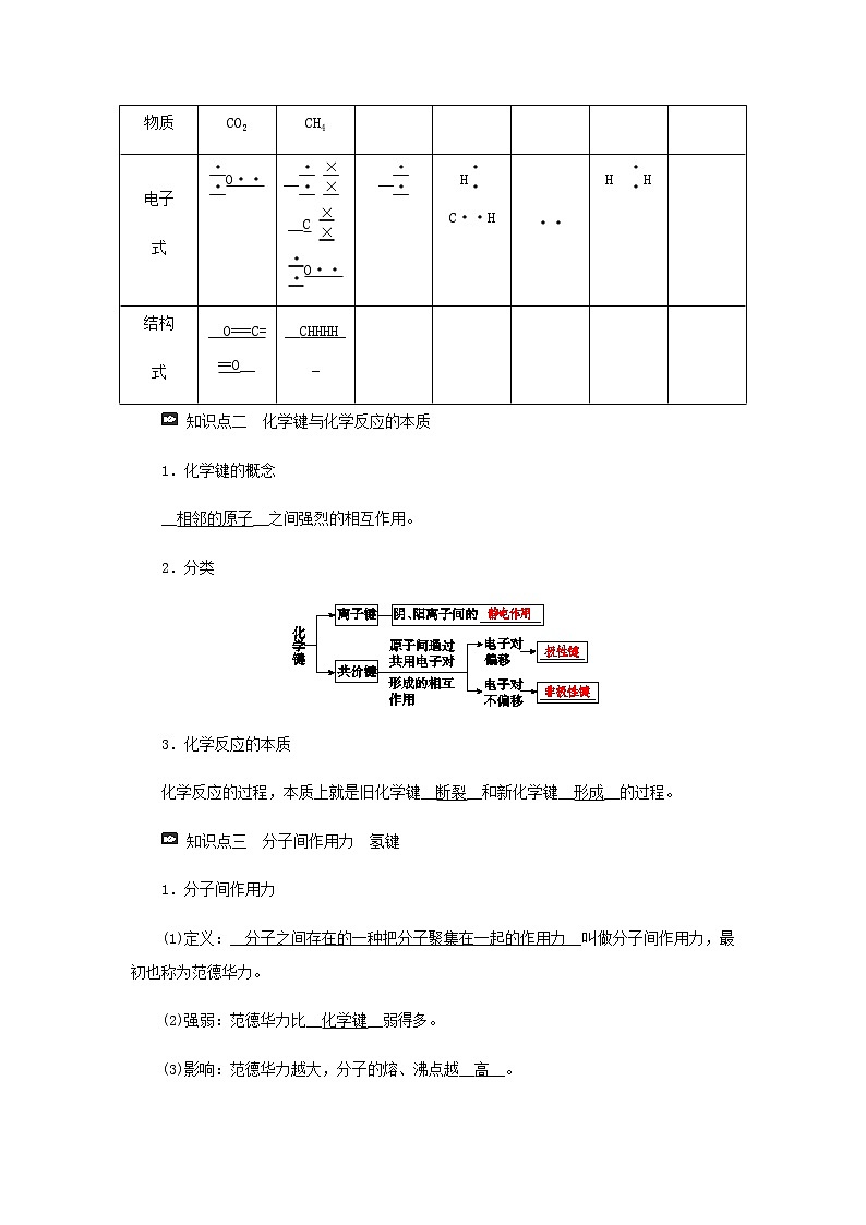 新人教版高中化学必修第一册第四章物质结构元素周期律第三节第2课时共价键学案第3页