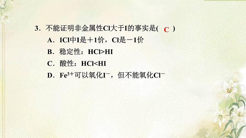 新人教版高中化学必修第一册第四章物质结构元素周期律高效作业19第2课时原子结构与元素的性质课件第5页