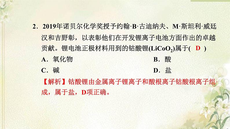 新人教版高中化学必修第一册第一章物质及其变化高效作业1第1课时物质的分类课件第3页