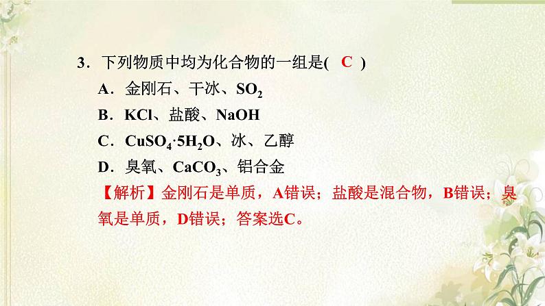 新人教版高中化学必修第一册第一章物质及其变化高效作业1第1课时物质的分类课件第4页