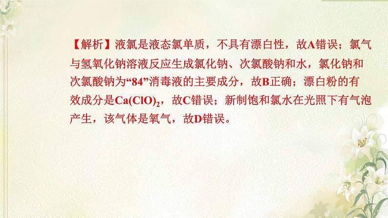 新人教版高中化学必修第一册第二章海水中的重要元素__钠和氯高效作业9第1课时氯气的性质课件第5页