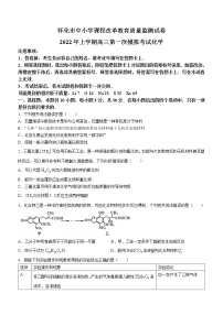 2022怀化高三第一次模拟考试试化学试卷含答案