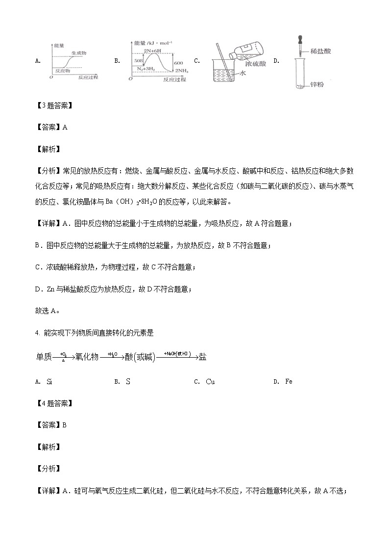 2021-2022学年湖南师范大学附属中学高一下学期期中考试化学试题含解析03