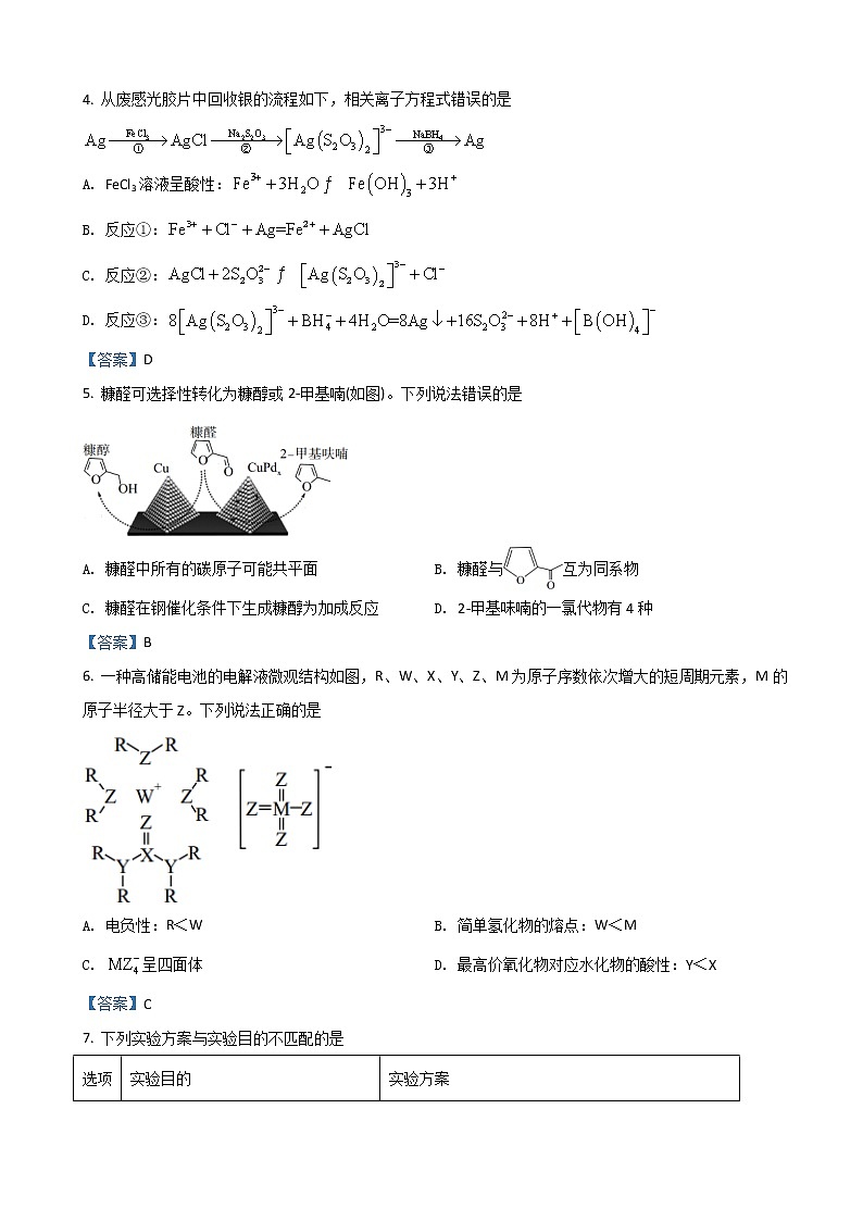 2022届福建省八地市高三下学期4月诊断性联考试题化学含答案02
