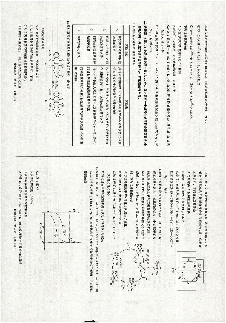 山东省济南市2022届高三下学期高考模拟（三模）化学试题 PDF版含答案02