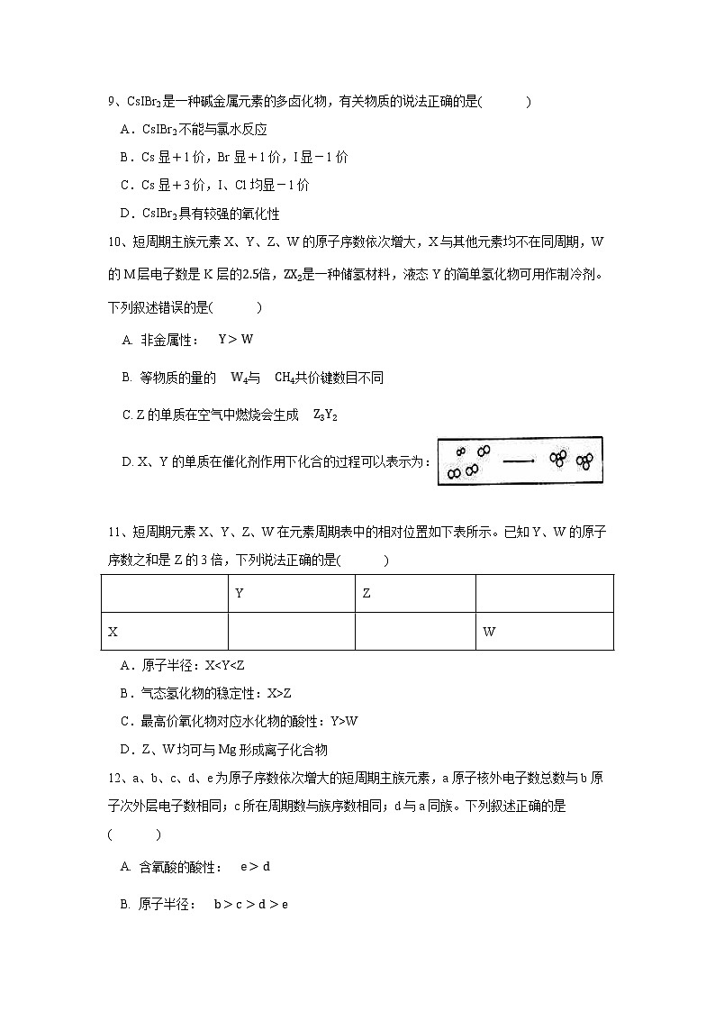 2021宜春奉新县一中高一下学期第三次月考化学试题缺答案03