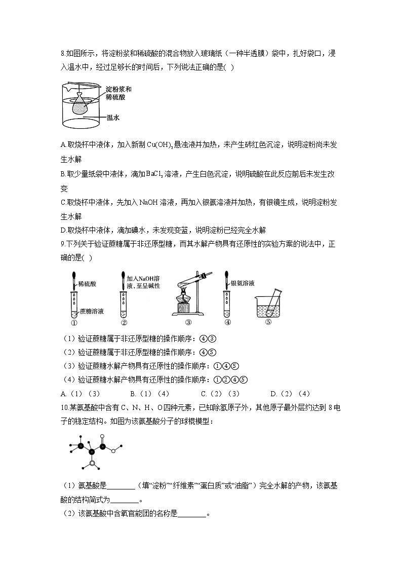 （9）基本营养物质——2021-2022学年人教版（2019）高一化学必修二期末回顾提升第2页