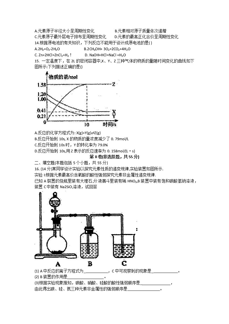 2021甘肃省陇东学院附中－高一下学期期中化学试题缺答案03
