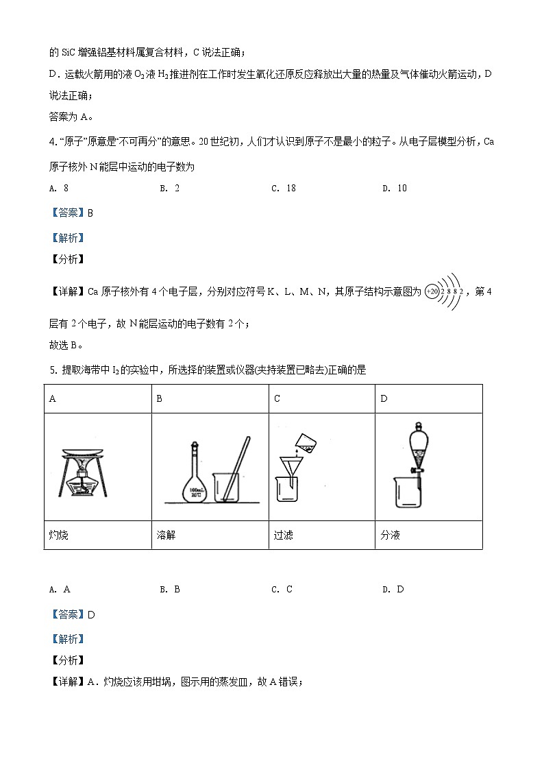精品解析：广东省2021年普通高中学业水平选择考适应性测试化学试题03