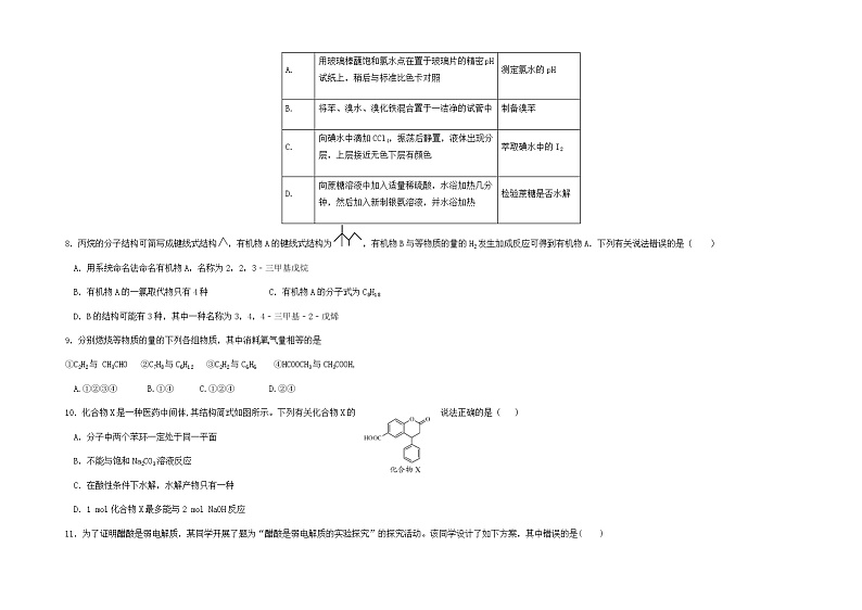 2021甘肃省临夏县中学高二下学期期末考试化学试题A卷（理科）含答案03