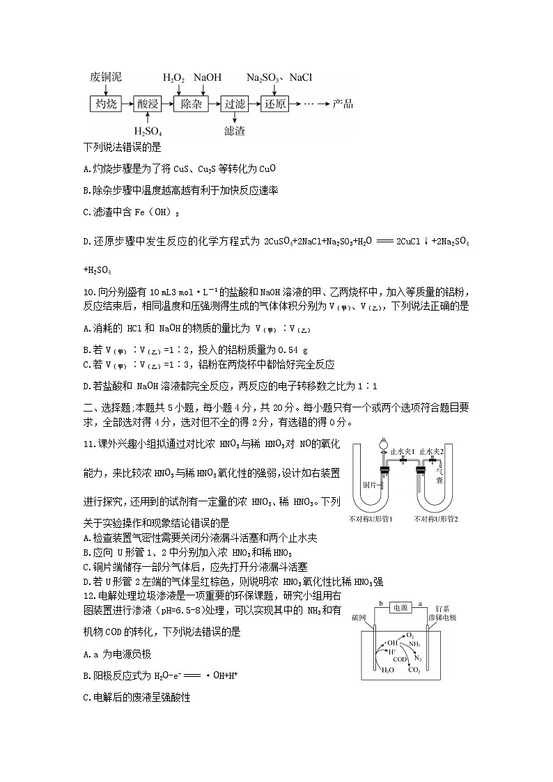 2022届山东省高三二轮复习联考（二）化学试卷 无答案第3页
