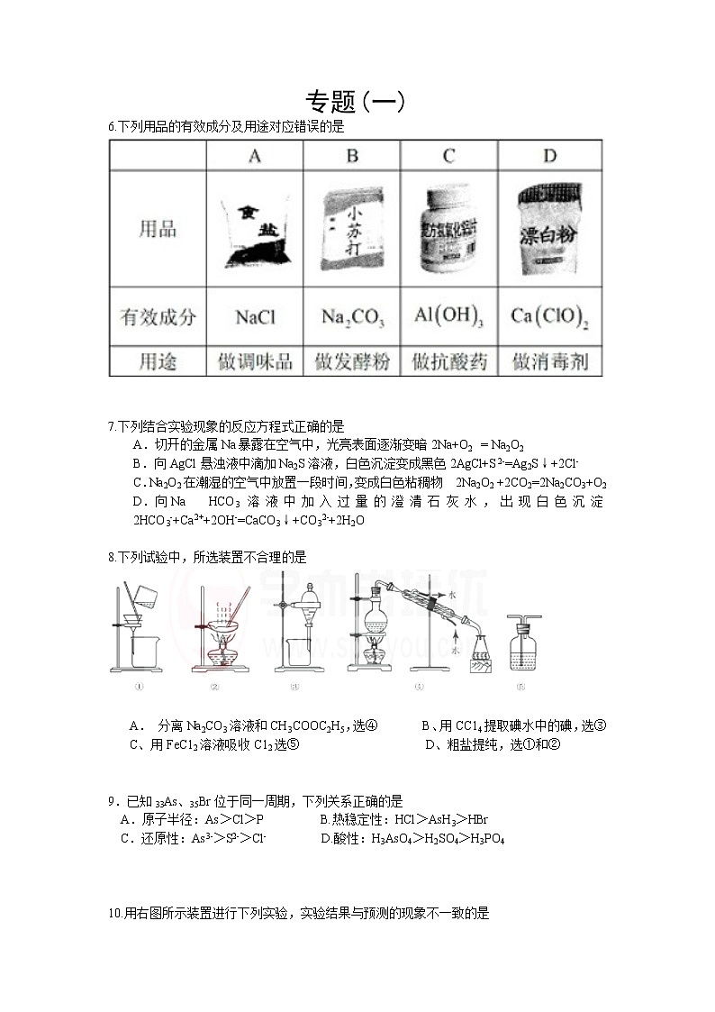 高考化学选题专项（四）第1页