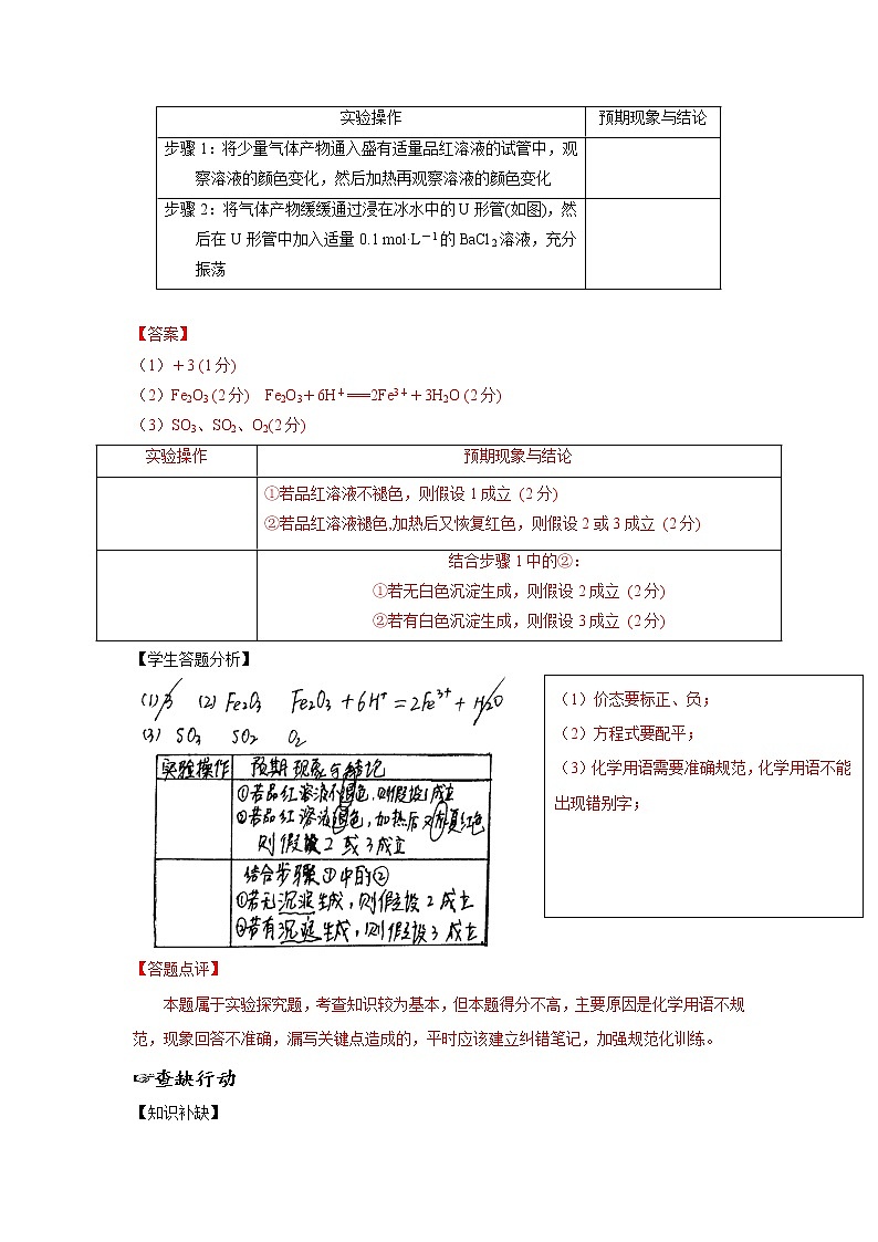 备战高考错题本综合化学实验题答题规范02