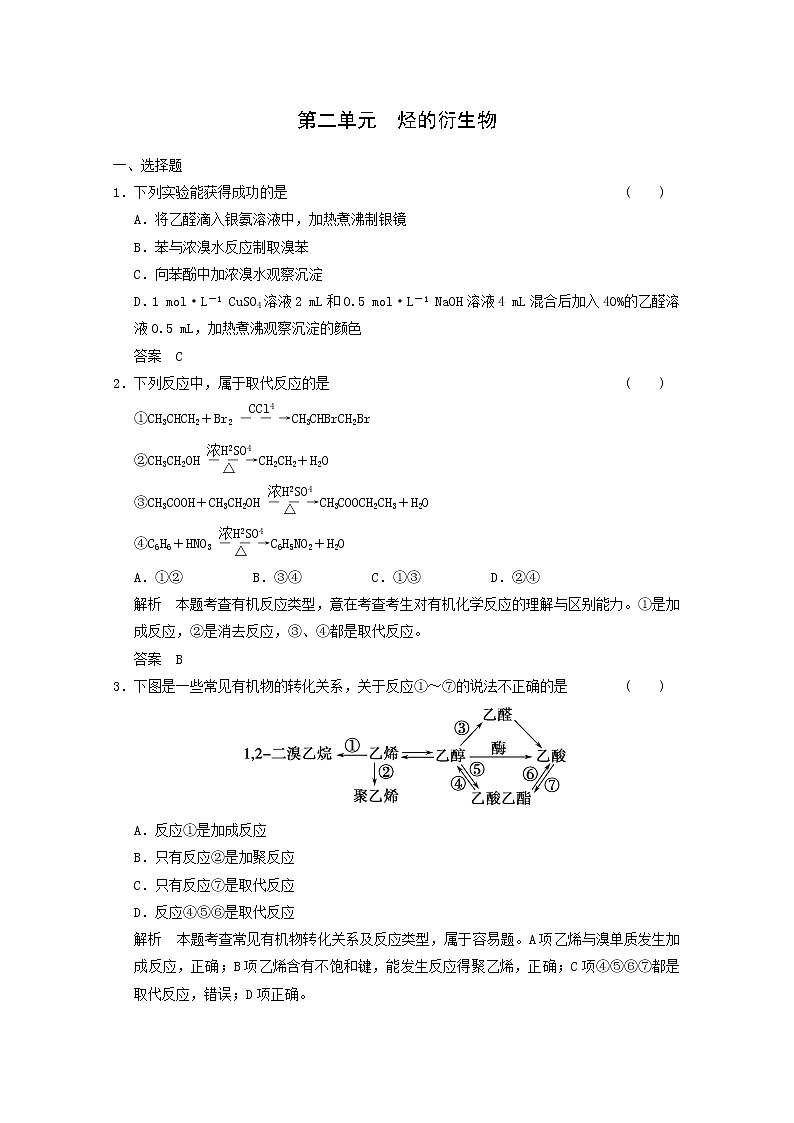 高考二轮测试题：10-2 烃的衍生物第1页