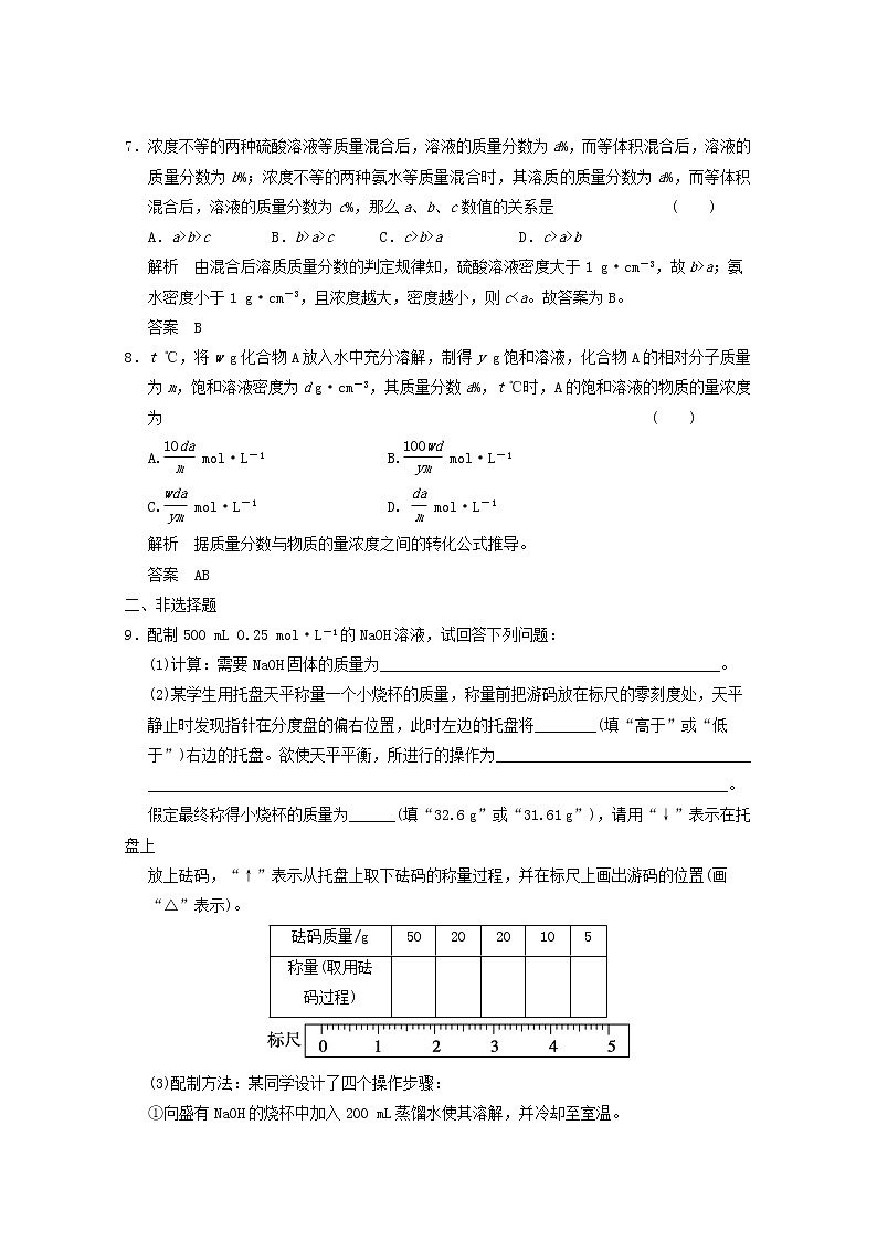 高考二轮测试题：1-2 物质的量浓度03