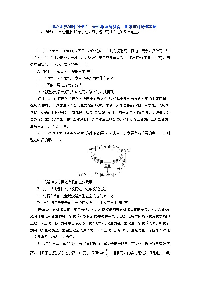 2023版高考化学一轮复习课件 第四章  非金属及其化合物 第四节　无机非金属材料　化学与可持续发展01