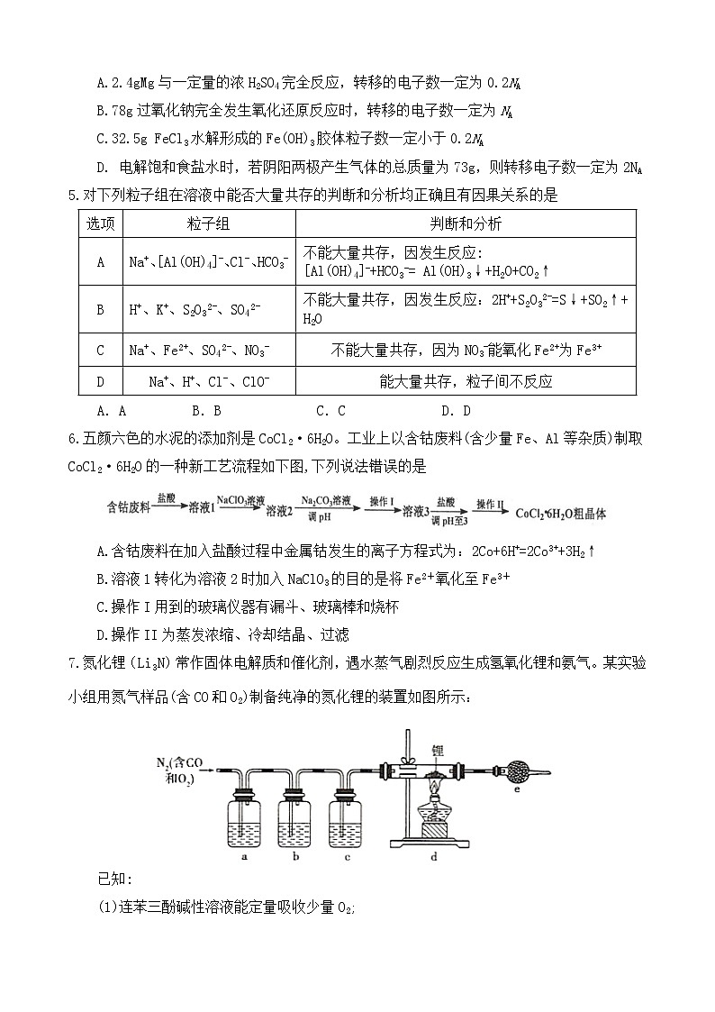 山东师范大学附属中学2021-2022学年高三上学期第二次月考化学试题第2页