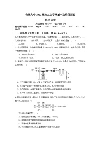 2022合肥九中高三上学期第一次阶段测验化学试题含答案