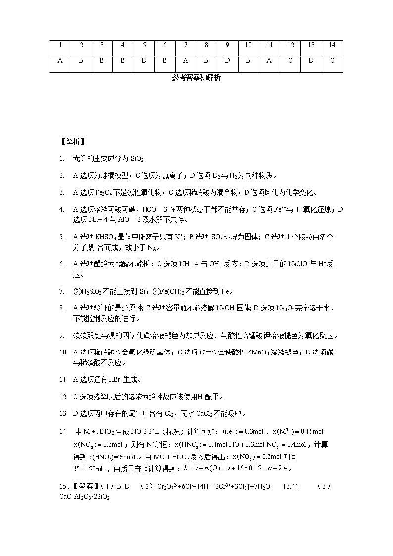 重庆市第八中学校2021-2022学年高三上学期入学摸底测试答案第1页
