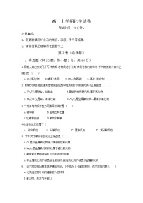 2021楚雄师范学院附中高一上学期期中考试化学试题含答案