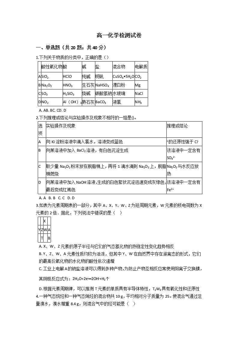 2021普洱景东彝族自治县一中高一下学期期末化学试题含答案第1页